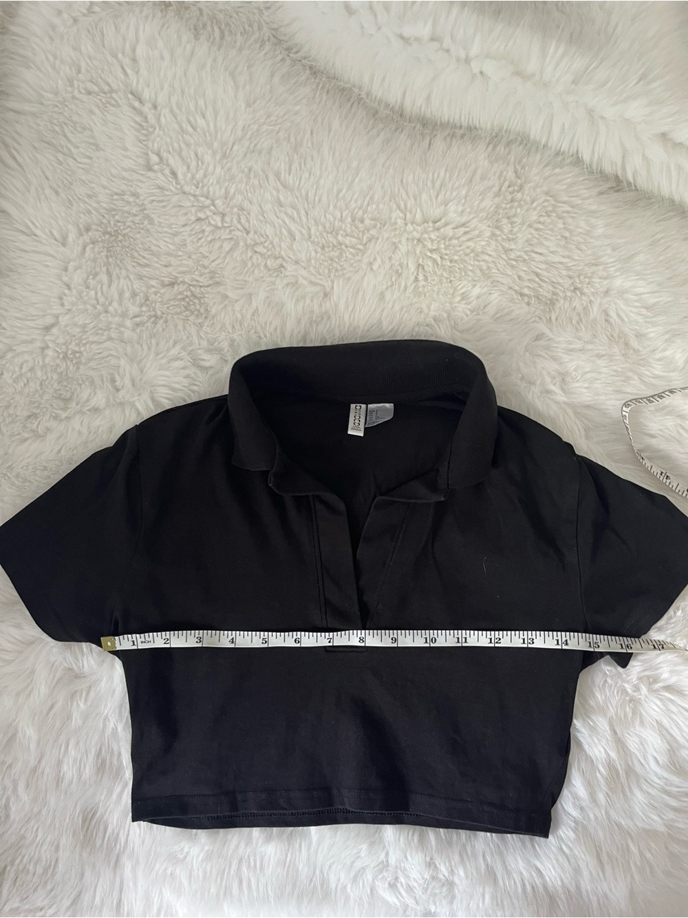 H&M Black Cropped Polo Shirt